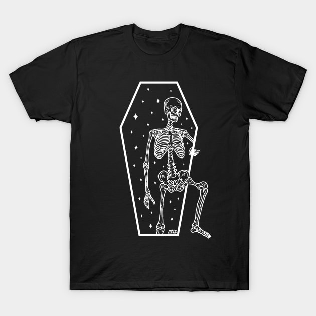 Skeleton Coffin T-Shirt by CharlieWizzard